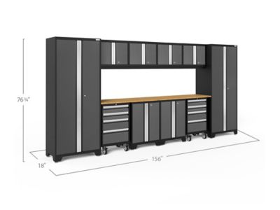 Image showing  Bold Series 12 pc. Cabinet Set with Tool, Base, Wall Cabinets and 2 Lockers, 50410