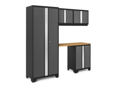 NewAge Products Bold Series 5 pc. Cabinet Set with Multi-use Locker, Base & Wall Cabinet, and Worktop