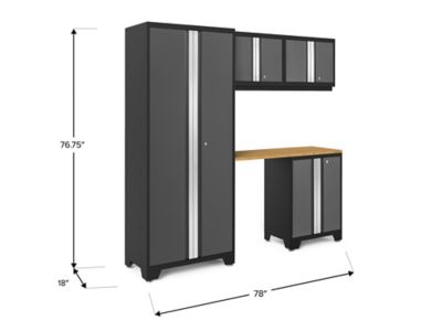 Image showing  Bold Series 5 pc. Cabinet Set with Multi-use Locker, Base & Wall Cabinet, and Worktop