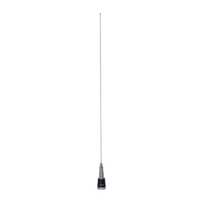 Image showing  200-Watt Pretuned Wide-Band 144 MHz to 174 MHz 2.4-dBd-Gain VHF Silver Antenna with Spring and NMO Mounting