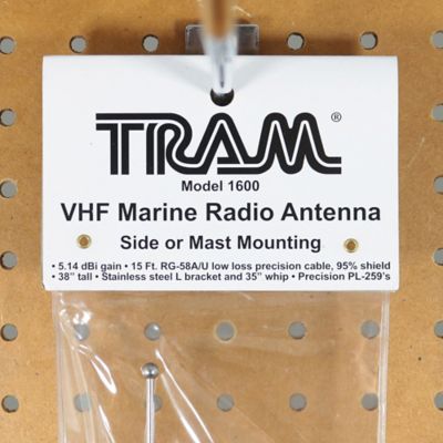 Image showing 5 th Tram Pretuned VHF 6-dB-Gain Marine L-Bracket-Mount 35 in. Fiberglass Antenna with RG58 Cable and PL-259 Connectors