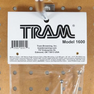 Image showing 6 th Tram Pretuned VHF 6-dB-Gain Marine L-Bracket-Mount 35 in. Fiberglass Antenna with RG58 Cable and PL-259 Connectors