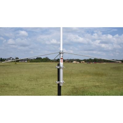 Image showing 5 th Tram 200-Watt Dual-Band 2-Section Fiberglass Base Antenna with 50-Ohm UHF SO-239 Connector, 8 ft. 4 in. Tall, Silver