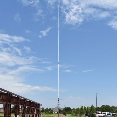 Image showing  200-Watt Dual-Band 3-Section Fiberglass Base Antenna with 50-Ohm UHF SO-239 Connector, 17 ft. Tall, White