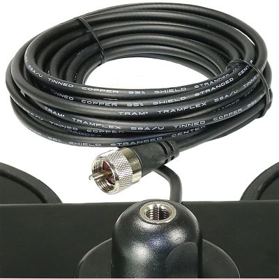 Image showing  5 in. Tri-Magnet CB Antenna Mount with Rubber Boots and 18 ft. RG58A/U Coaxial Cable