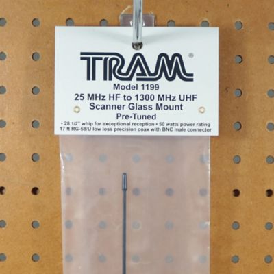 Image showing 9 th Tram 25 MHz to 1,300 MHz Scanner Glass-Mount Antenna with RG58/U Cable and BNC Connector