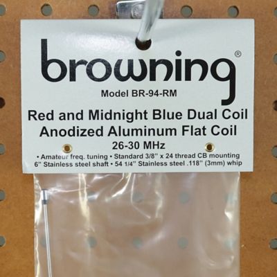 Image showing 9 th Browning 15,000-Watt Dual-Flat-Coils CB Antenna with 6 in. Shaft, 70.5 in. Tall, Anodized Red and Midnight Blue