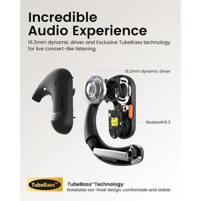 Image showing 6 th EKSAtelecom S30 Bluetooth Open-Ear Air-Conduction Headset with Microphone, True Wireless with Charging Case, Black