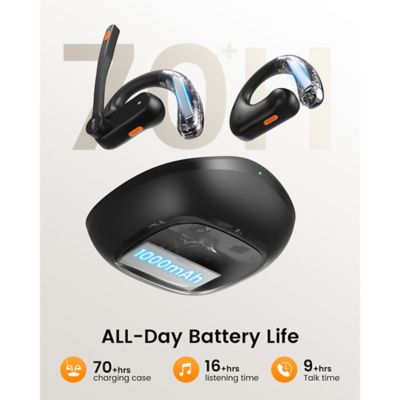 Image showing 8 th EKSAtelecom S30 Bluetooth Open-Ear Air-Conduction Headset with Microphone, True Wireless with Charging Case, Black