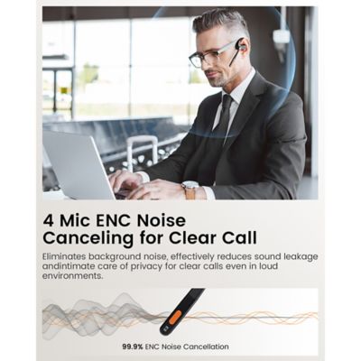 Image showing 9 th EKSAtelecom S30 Bluetooth Open-Ear Air-Conduction Headset with Microphone, True Wireless with Charging Case, Black