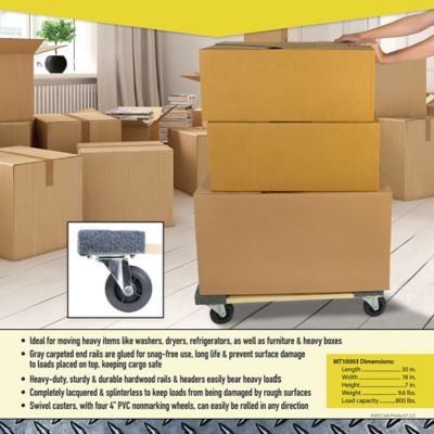 Image showing  800 lb. Capacity Wood 4-Wheel Dolly, Carpeted