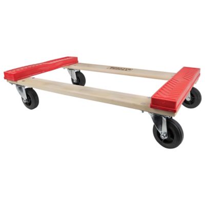 Image showing 5 th Monster Trucks 800 lb. Capacity Wood 4-Wheel Dolly, Rubber-Cap Style