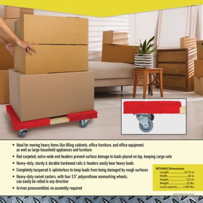 Image showing  1,000 lb. Capacity Wood 4-Wheel Heavy-Duty Dolly, Carpeted