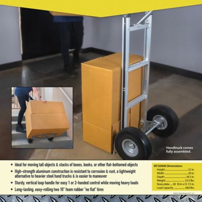 Image showing  660 lb. Capacity 2-Wheel SUPER MAXX II Aluminum Hand Truck with Foam Rubber Tires and Loop Handle