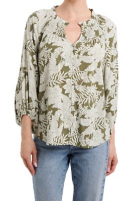 Vintage Threads Women's Printed Button Front Blouse