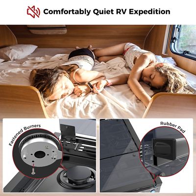 Image showing  3-Burner Outdoor Propane RV Cooktop Stove, 21 in., 21,000 BTU, Tempered Glass Cover, Slide-in