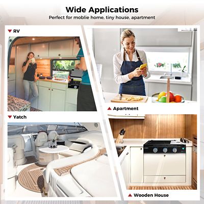 Image showing 6 th Camplux 3-Burner Outdoor Propane RV Cooktop Stove, 21 in., 21,000 BTU, Tempered Glass Cover, Slide-in