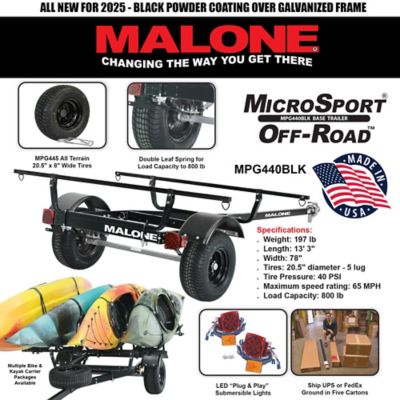 Image showing 1 th Malone 13 ft. 3 in. x 78 in. MicroSport Off-Road Kayak Trailer, 800 lb. Maximum Capacity