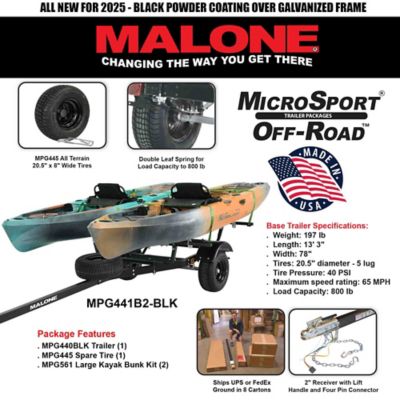 Image showing  MicroSport Off-Road 2 Kayak Trailer Package, 800 lb. Max Capacity, 2 Sets Bunks, Spare Tire