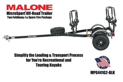 Image showing  MicroSport Off-Road 2 Kayak Trailer Package, 800 lb. Max Capacity, 2 Sets FoldAway-J, Spare Tire