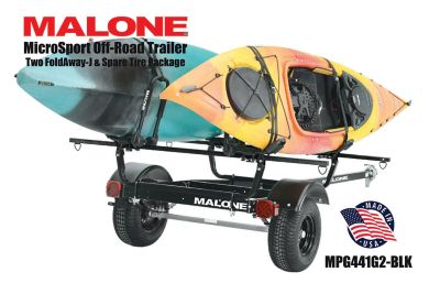 Image showing  MicroSport Off-Road 2 Kayak Trailer Package, 800 lb. Max Capacity, 2 Sets FoldAway-J, Spare Tire