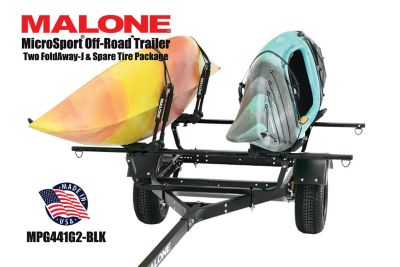 Image showing  MicroSport Off-Road 2 Kayak Trailer Package, 800 lb. Max Capacity, 2 Sets FoldAway-J, Spare Tire