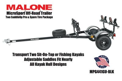 Image showing  MicroSport Off-Road 2 Kayak Trailer Package, 800 lb. Max Capacity, 2 Sets Saddle Up Pro, Spare Tire