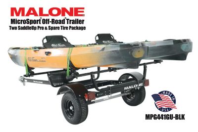 Image showing  MicroSport Off-Road 2 Kayak Trailer Package, 800 lb. Max Capacity, 2 Sets Saddle Up Pro, Spare Tire