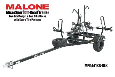 Malone MicroSport Off-Road 2 Kayak/2 Bike Trailer Package, 800 lb. Max Capacity, 2 FoldAway-J, 2 Bike Racks, Spare Tire