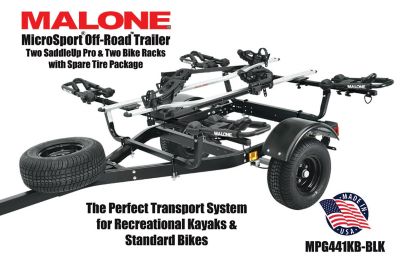 Image showing  MicroSport Off-Road 2 Kayak/2 Bike Trailer Package, 800 lb. Max Capacity, 2 FoldAway-J, 2 Bike Racks, Spare Tire