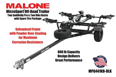 Image showing  MicroSport Off-Road 2 Kayak/2 Bike Trailer Package, 800 lb. Max Capacity, 2 FoldAway-J, 2 Bike Racks, Spare Tire