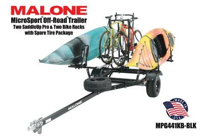 Image showing  MicroSport Off-Road 2 Kayak/2 Bike Trailer Package, 800 lb. Max Capacity, 2 FoldAway-J, 2 Bike Racks, Spare Tire