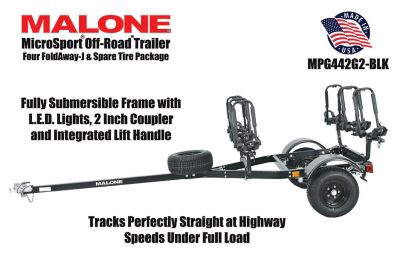 Image showing  MicroSport Off-Road 4 Kayak Trailer Package, 800 lb. Max Capacity, 4 Sets FoldAway-J, Spare Tire