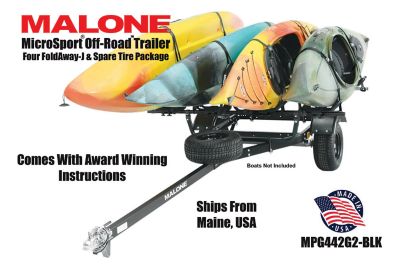 Image showing  MicroSport Off-Road 4 Kayak Trailer Package, 800 lb. Max Capacity, 4 Sets FoldAway-J, Spare Tire