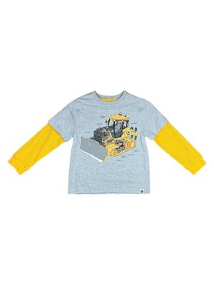 John Deere Baby Long Sleeve Construction Schematic Tee