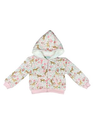 John Deere Baby Floral Horse Zip Up Hoodie with Sherpa Lined Hood