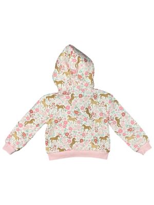 Image showing  Baby Floral Horse Zip Up Hoodie with Sherpa Lined Hood
