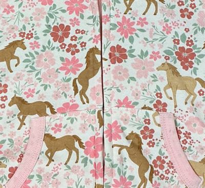 Image showing  Baby Floral Horse Zip Up Hoodie with Sherpa Lined Hood