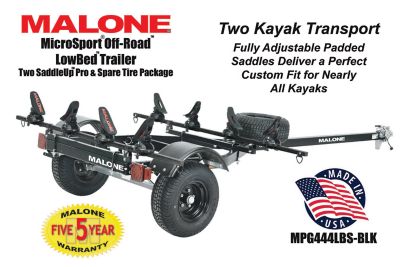 Image showing  MicroSport Off-Road LowBed 2 Kayak Trailer Package, 800 lb. Max Capacity, 2 Saddle Up Pro & Spare Tire