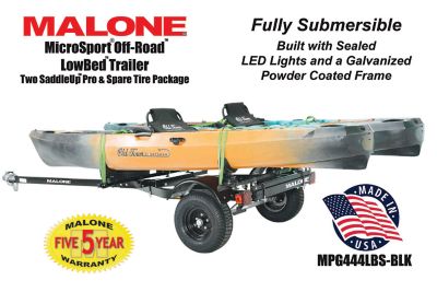 Image showing  MicroSport Off-Road LowBed 2 Kayak Trailer Package, 800 lb. Max Capacity, 2 Saddle Up Pro & Spare Tire