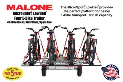 Image showing  MicroSport LowBed 4 E-Bike Trailer Package, Pack of 4 E-Bike Racks, Kick Stand, Spare Tire
