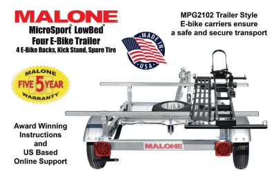 Image showing  MicroSport LowBed 4 E-Bike Trailer Package, Pack of 4 E-Bike Racks, Kick Stand, Spare Tire