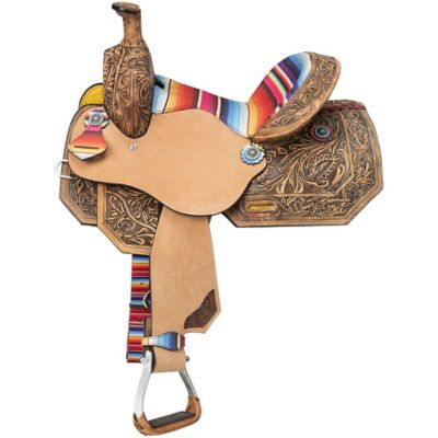 Image showing 0 th Tough1 Youth Serape Print Barrel Saddle