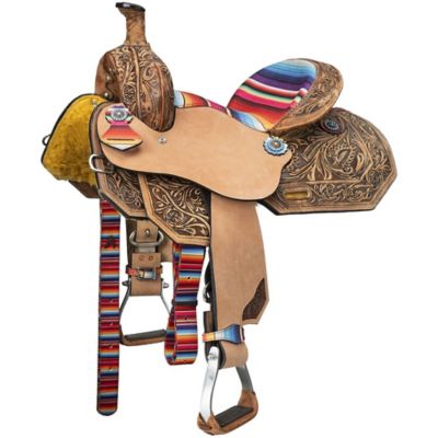 Image showing 1 th Tough1 Youth Serape Print Barrel Saddle
