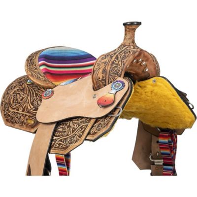 Image showing 2 th Tough1 Youth Serape Print Barrel Saddle