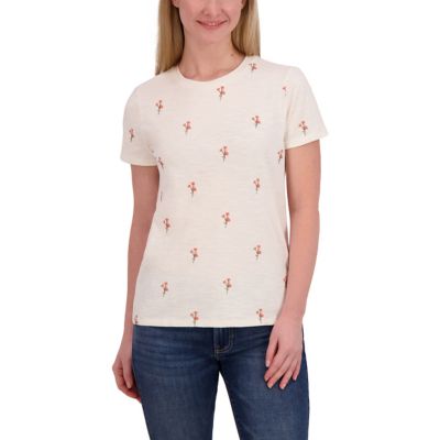 Image showing  Women's Easy Embroidered Crew Neck Short-Sleeve T-Shirt