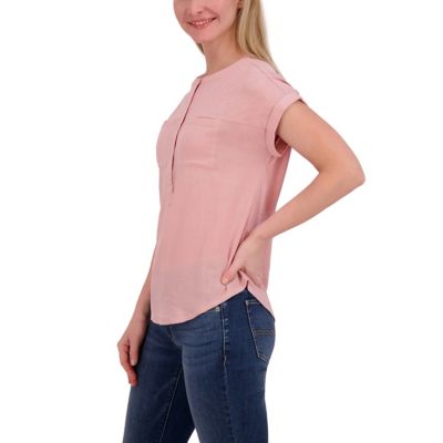 Image showing  Women's Knit Mix Henley Crew Neck Utility Top