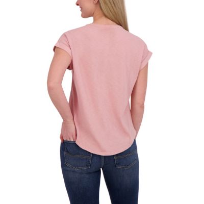 Image showing  Women's Knit Mix Henley Crew Neck Utility Top