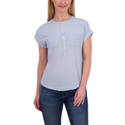 Lucky Brand Women's Knit Mix Henley Utility Top