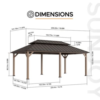 Image showing 6 th Sunjoy 11.8 x 19.7 ft. Outdoor Patio Steel Hardtop Gazebo